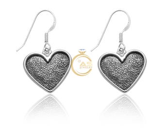 Sterling Silver Heart Dangle Earrings: Minimalist Love Jewelry