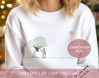 Zacchaeus and Jesus Embroidery Design: Bible Art (Digital Download)