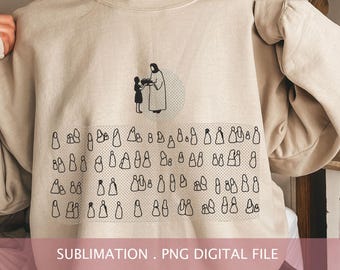 Jesus Feeds 5000 PNG: Christian Line Art Sublimation (Digital Download)