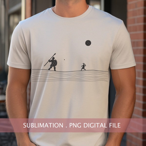 David And Goliath PNG Sublimation, Bible Digital Print, Christian digital, Bible Art PNG shirt design Bible Print trendy Clipart Graphic.