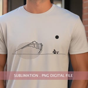 Arte lineal del Arca de Noé PNG: Diseño de camiseta cristiana (descarga digital)