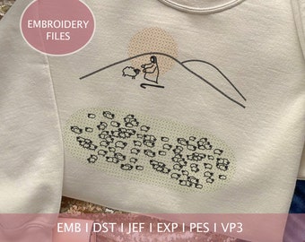 Motif de broderie Jésus et la brebis égarée (téléchargement numérique)