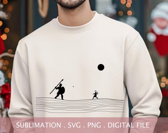 David and Goliath PNG,  SVG: Christian Bible Line Art (Digital Download)