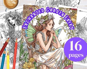 Kolorowanka Enchanted Garden Fairy | Wydrukuj PDF dla dzieci i dorosłych | Relaksujący magiczny projekt leśny