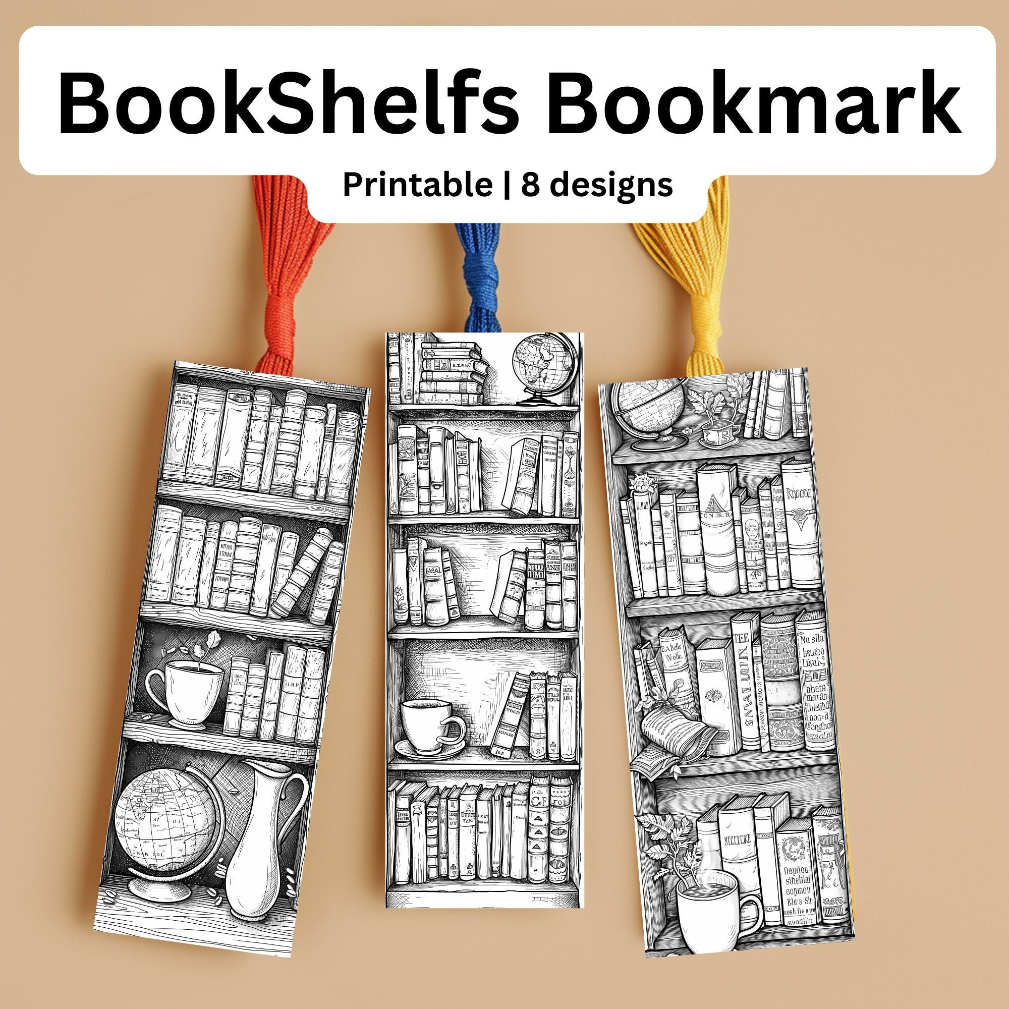 Creative Bookshelf Coloring Bookmark - Perfect Gift for Book Clubs and ...