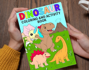 Kolorowanka i książka z zadaniami dla dzieci z dinozaurami | Labirynty dinozaurów do druku (PDF)