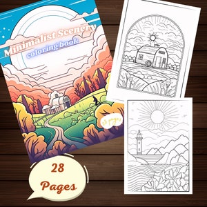 Minimalist Scenery Coloring Pages for Adults Printable Coloring Book Boho Coloring Pages Adult Coloring Book Printable