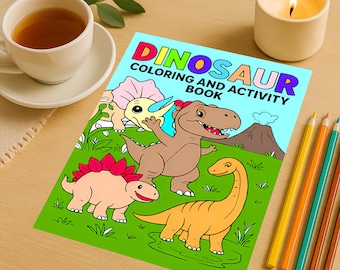 Kolorowanka i labirynt dinozaurów – 28 stron z aktywnościami dinozaurów (wzór w formacie PDF)