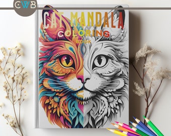 Kolorowanka z mandalą dla kotów | Ponad 40 kocich wzorów (plik PDF do druku)