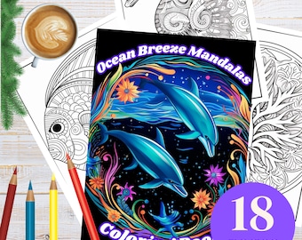 Kolorowanki z mandalami oceanicznymi | Sztuka życia morskiego (plik PDF do druku)