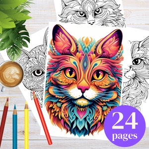 Cat Mandala Coloring Pages for Adults | Printable PDF with Relaxing Intricate Cat Designs | Mindful Art for Stress Relief and Focus