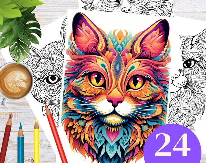 Unique Cat Mandala Coloring Book for Adults - Stress Relief, Mindful Art, Perfect Relaxation Gift