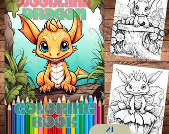 Kolorowanki dla dzieci: Leśny Smok | Fantasy Forest do druku (PDF)