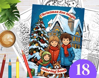 Kolorowanki Wigilia | 18 świątecznych scen (do druku w formacie PDF)