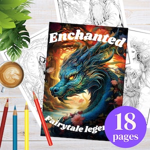 Enchanted Fairytale Legend Coloring Pages | Printable PDF for Kids and Adults | Magical Fantasy Scenes with Castles, Forests, and Creatures