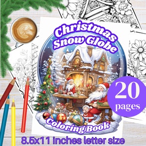 Christmas Snow Globe Coloring Pages for Kids and Adults | Printable PDF Winter Holiday Scenes Inside Globes | Fun Festive Activity