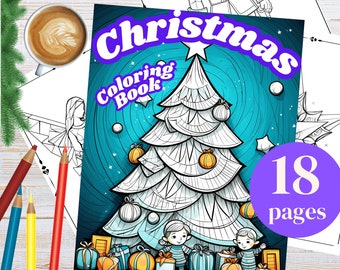 Kubistyczne kolorowanki świąteczne dla dorosłych | Abstrakcyjna sztuka świąteczna (plik PDF do druku)