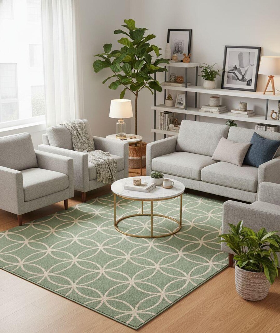 Geometric Circle Hand Tufted Rug | Handmade Modern Pattern Rug ...