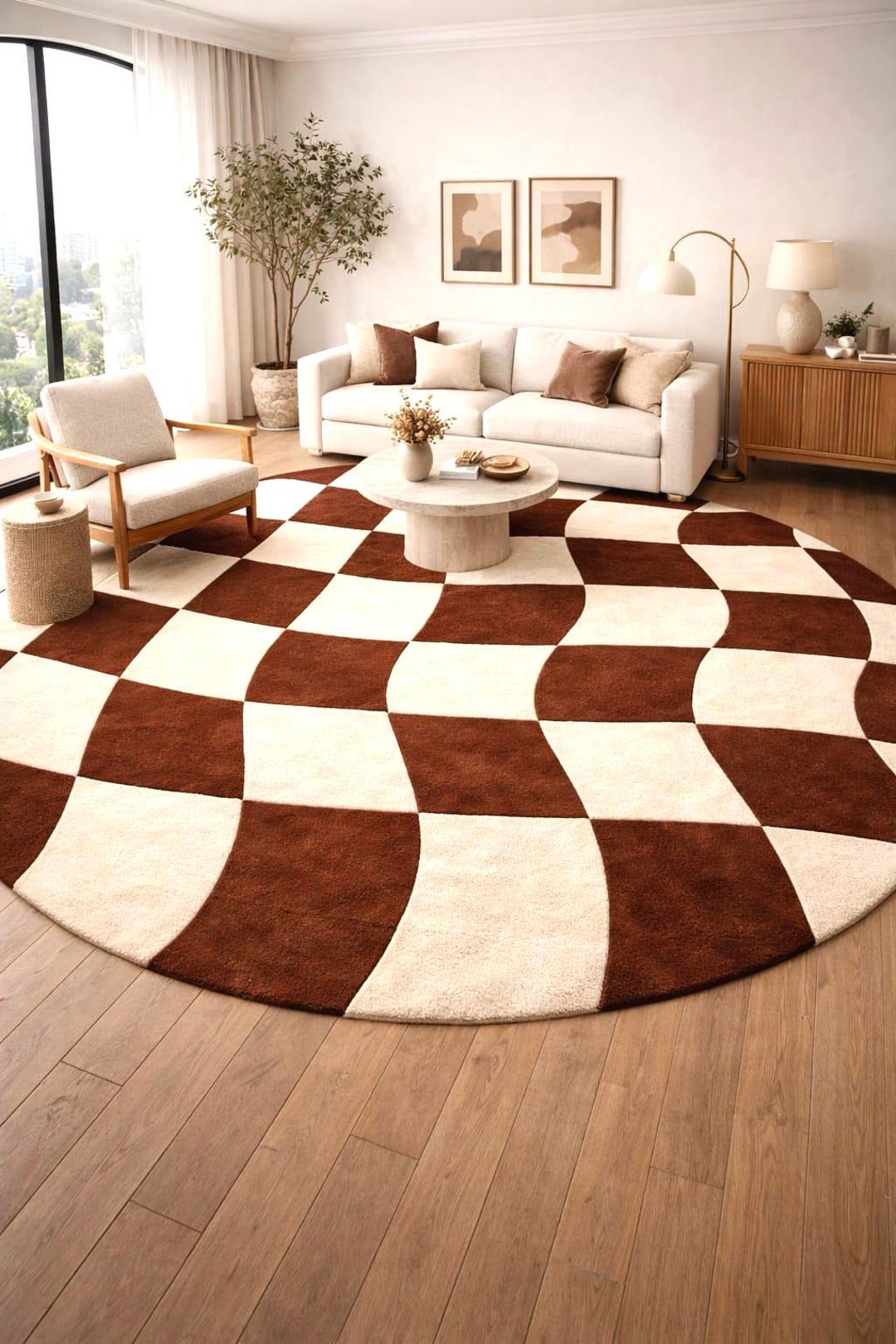 Checkerboard Rug,hand Tufted Rug With, 5*×8, 8×10 Living Room Carpet - Etsy