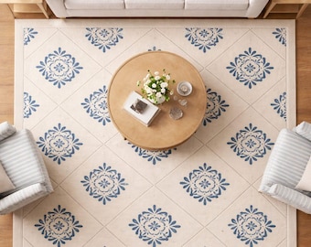 Handtufted  Floral Area Rug, Living Room Carpet, Timeless European Style Floor Decor