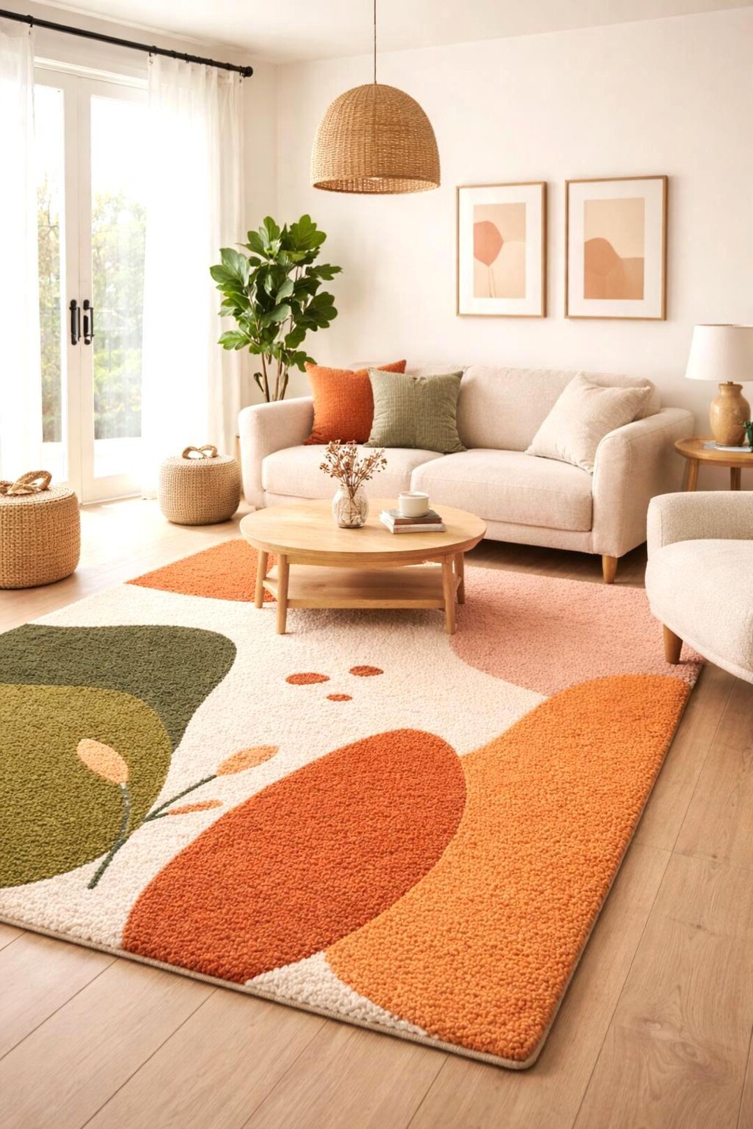 Hand Tufted Wool Abstract Rug | Contemporary Living Room Carpet - Etsy