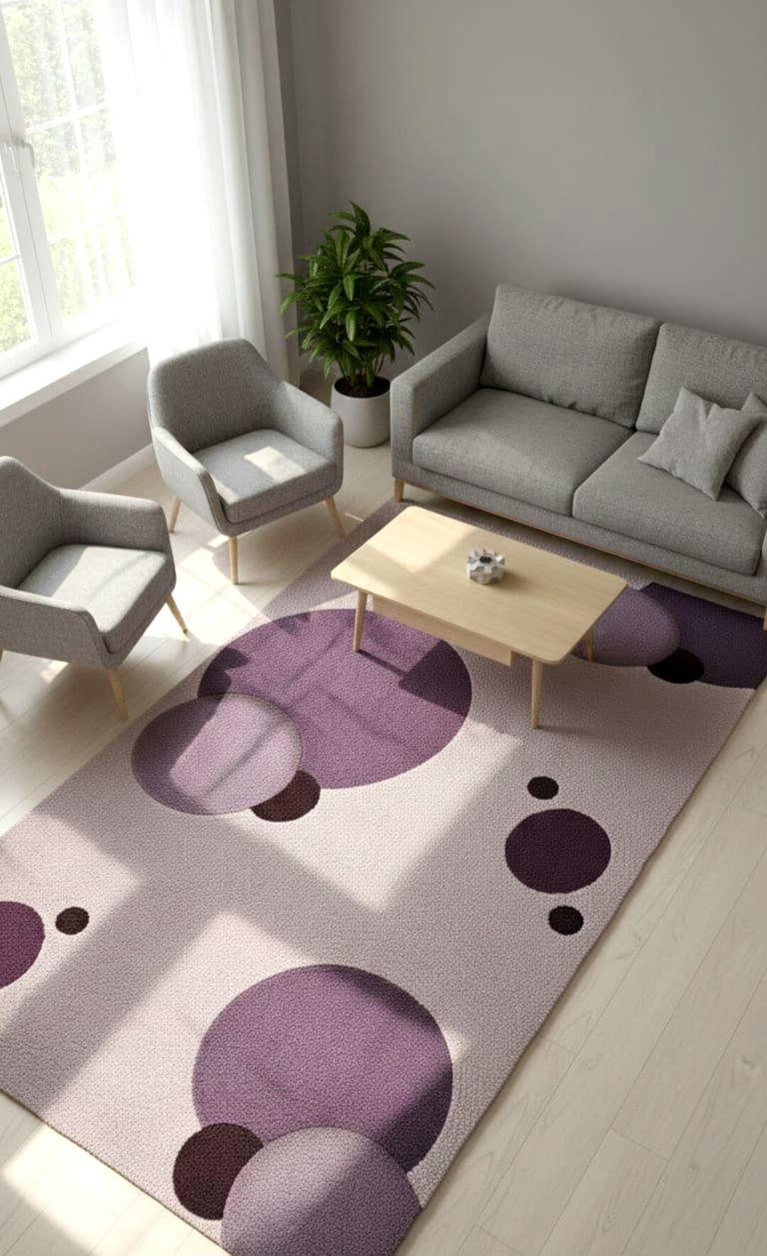 Purple Circle Pattern Rug – Modern Geometric Area Rug - Etsy