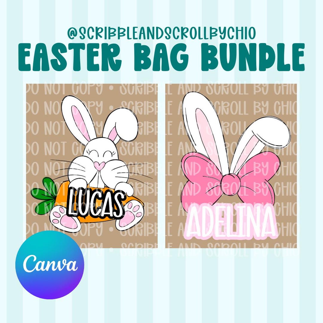 Easter Bunny Treat Bag Bundle | Gift Bag Template | Personalized Easter ...