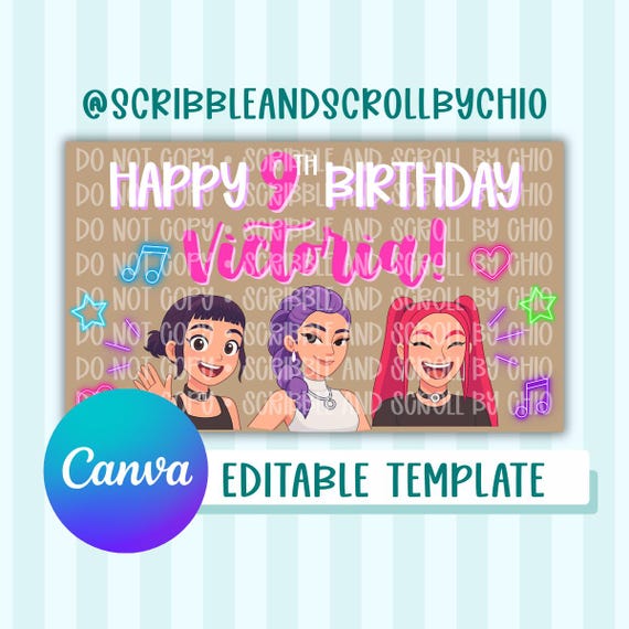 Kpop Demon Hunters Template | DIGITAL FILE | Huntrix Canva Editable Template