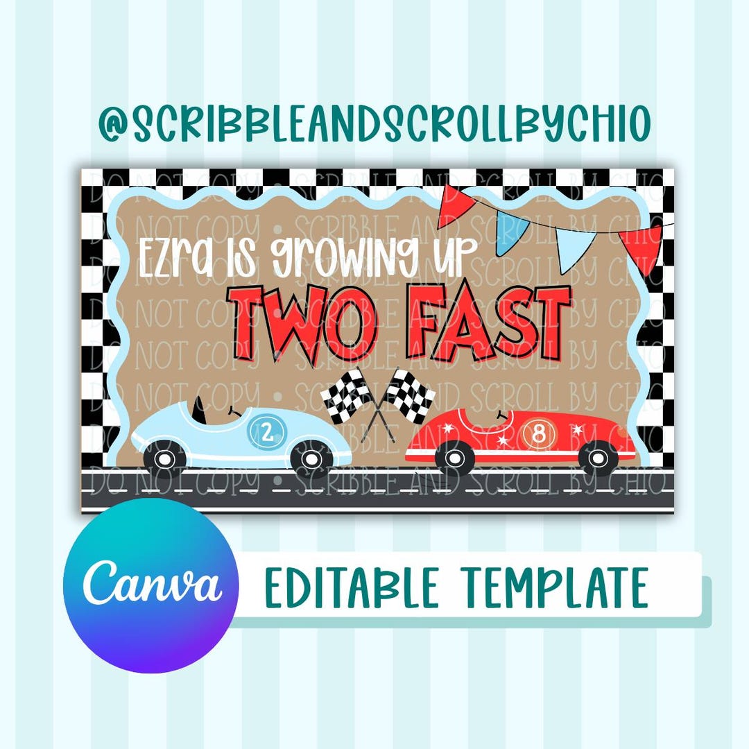 Two Fast Birthday Banner Template | DIGITAL FILE | Fast and Furious ...
