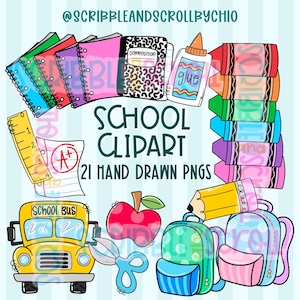 School Clipart Bundle PNG | Back to School, School Supplies Digital Download