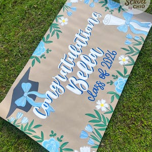 Custom Hand Painted Floral Banner: Graduation Party Decor