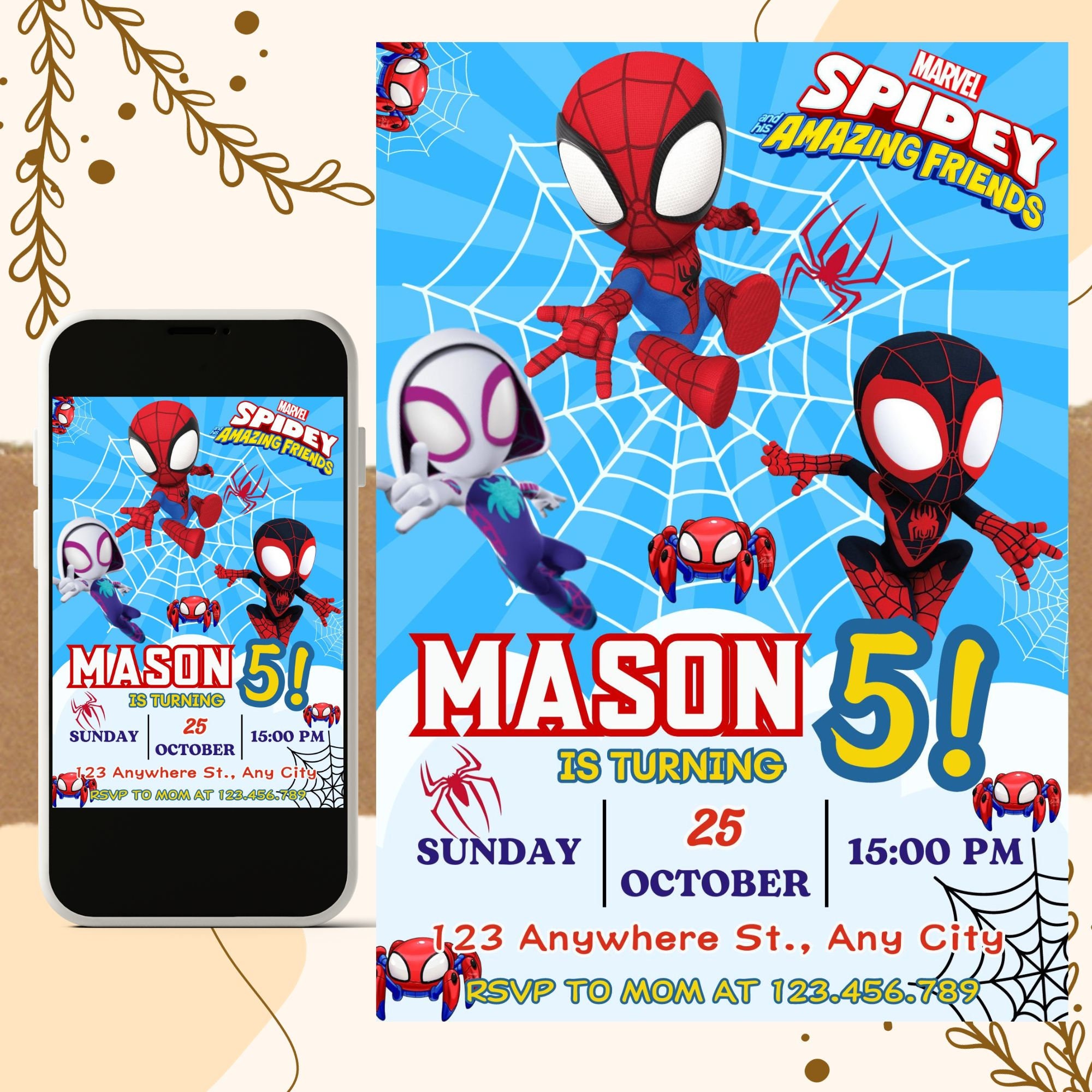 Spidey and Friends Invitation - Edit Online Now