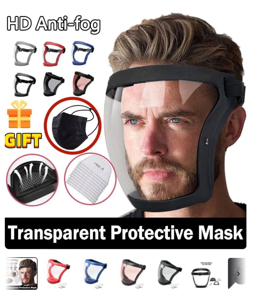 2024 Full Face Shield Transparent Safety Covid Mask With Etsy