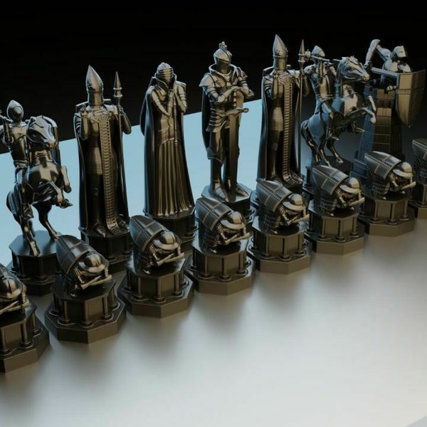 Harry Chess Stl 3D Printed Harry - Chess Set Stl | 3D Printed Chess Set | Chess 3D Print | Modern Chess Set | 3D Chess Set | Harry P Chess