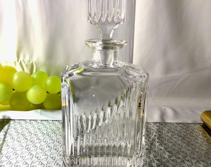 Antique Crystal Liquor Bottle, Vintage Glass, Bar Cart Display, Collectible Gift