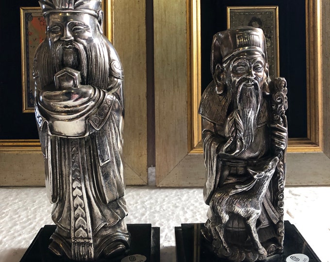 Vintage Pair of Silver Statue, Chinese Art