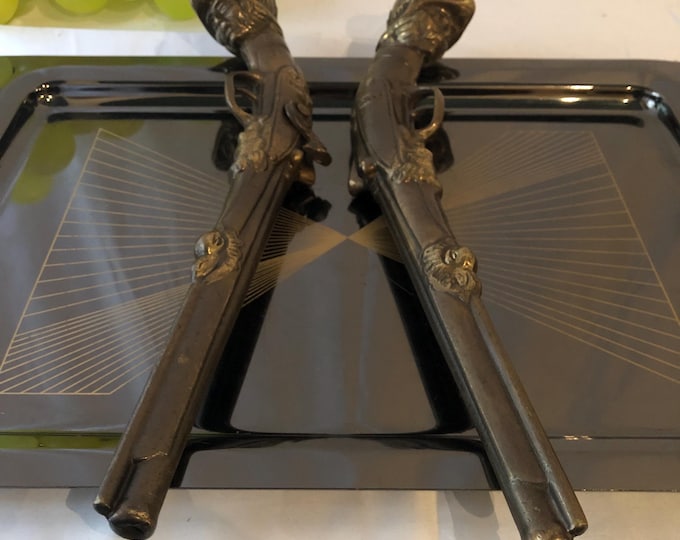 Vintage Bronze Replica Gun Ornament, Retro Pistol Decor, Gun Enthusiast Gift