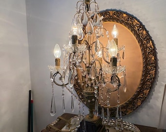 Vintage Marble and Crystal Table Lamp, Vintage Lighting, Mid Century Lamp, Hollywood Regency, Home Decor