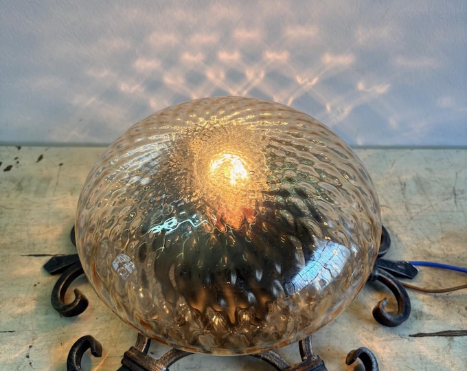 Vintage Wrought Iron Wall Sconce, Glass Wall Fixture, Home Decor, Rustic Lighting, Classic Wall Light