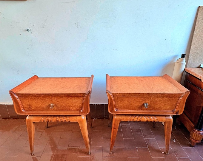 Vintage Wood Nightstands, Pair of Bedside Tables