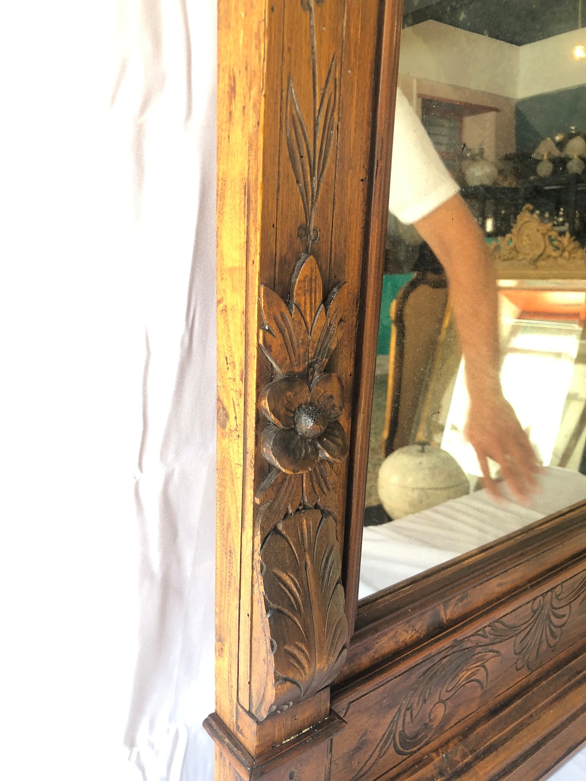 Antique Wood Mirror for Wall Decor, Vintage Home Accents, Handmade ...