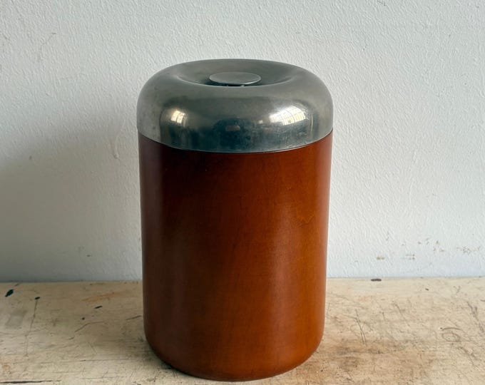 Mid Century Modern Ice Bucket, Chrome and Wood, Vintage Tableware, Champagne Cooler, Vintage Ice Bucket, Home Decor