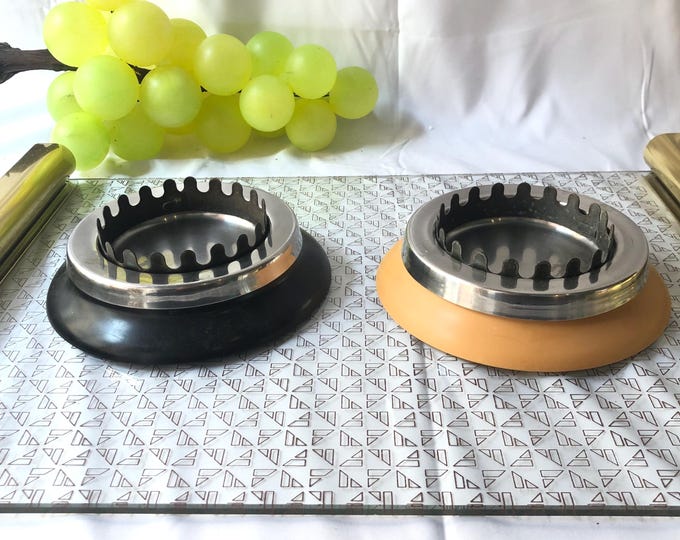 Vintage Ashtray Set, Space Design Pair, Retro Smoking Accessories, Home Decor