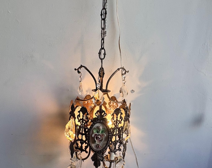 Vintage Lantern, Brass Pendant Light
