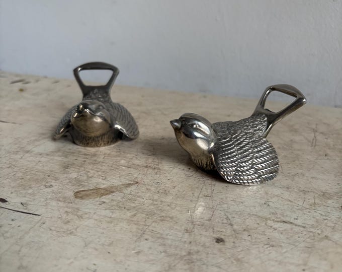 Rooster Shape Bottle Opener, Vintage Silver Plated Bar Accessory, Retro Bartender Tool