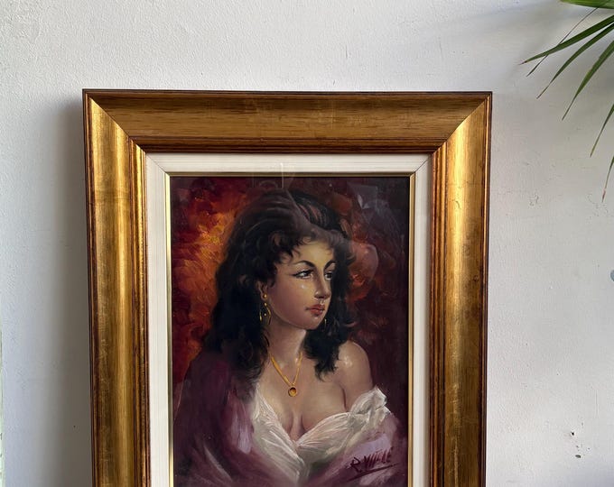 Vintage Oil Painting Mid-Century Modern Art Decor, Retro Wall Art, Antique Artwork, Unique Gift, Home Decor