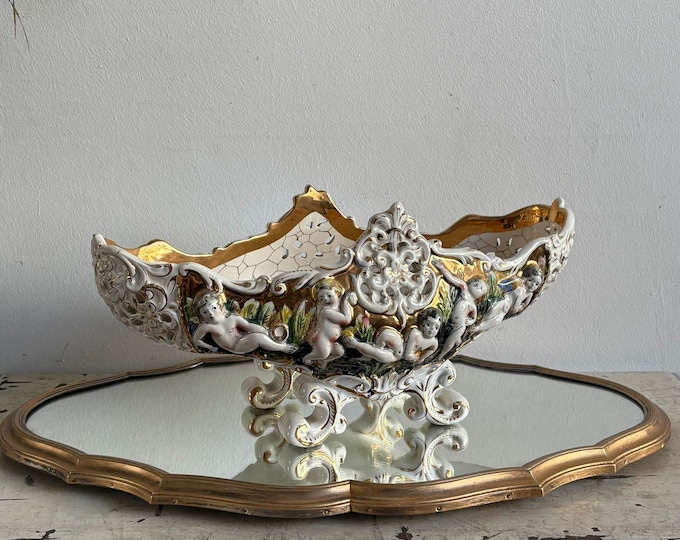 Capodimonte Vase Italian Ceramic Vintage, Handmade Vase, Collectible Pottery, Home Decor Accent
