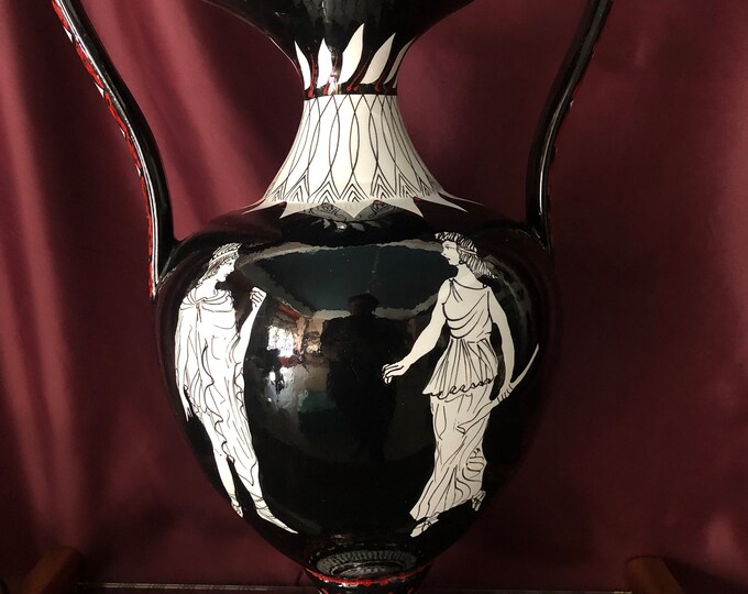 Vintage Ceramic Vase with Greek Pattern