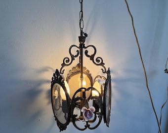 Vintage Lantern Chandelier, Hanging Lantern Light Fixture, Antique Home Decor, Ceiling Light