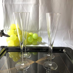 Vintage Crystal Champagne Flutes, Retro Glassware Set, Wedding Toasting Glasses, Bar Cart Decor, Special Gift